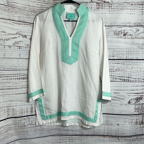 Sail To Stable Top Womens Small Size linen Tunic Boho Light Summer Beach Resort - Picture 1 of 9